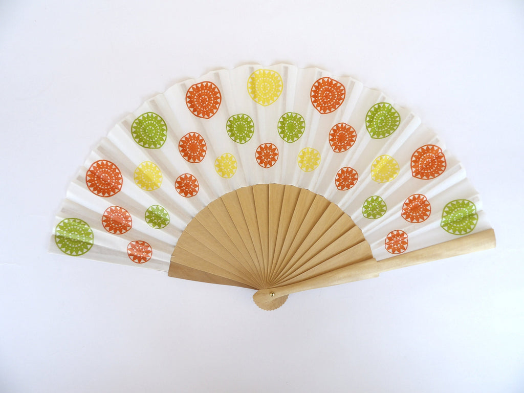Polka Dot Hand Fan: Spanish Mandala Scallop Folding Fan