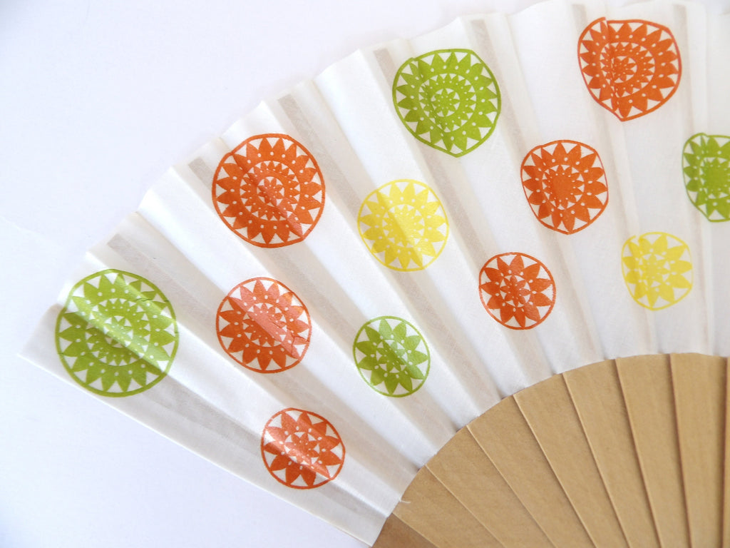 Polka Dot Hand Fan: Spanish Mandala Scallop Folding Fan
