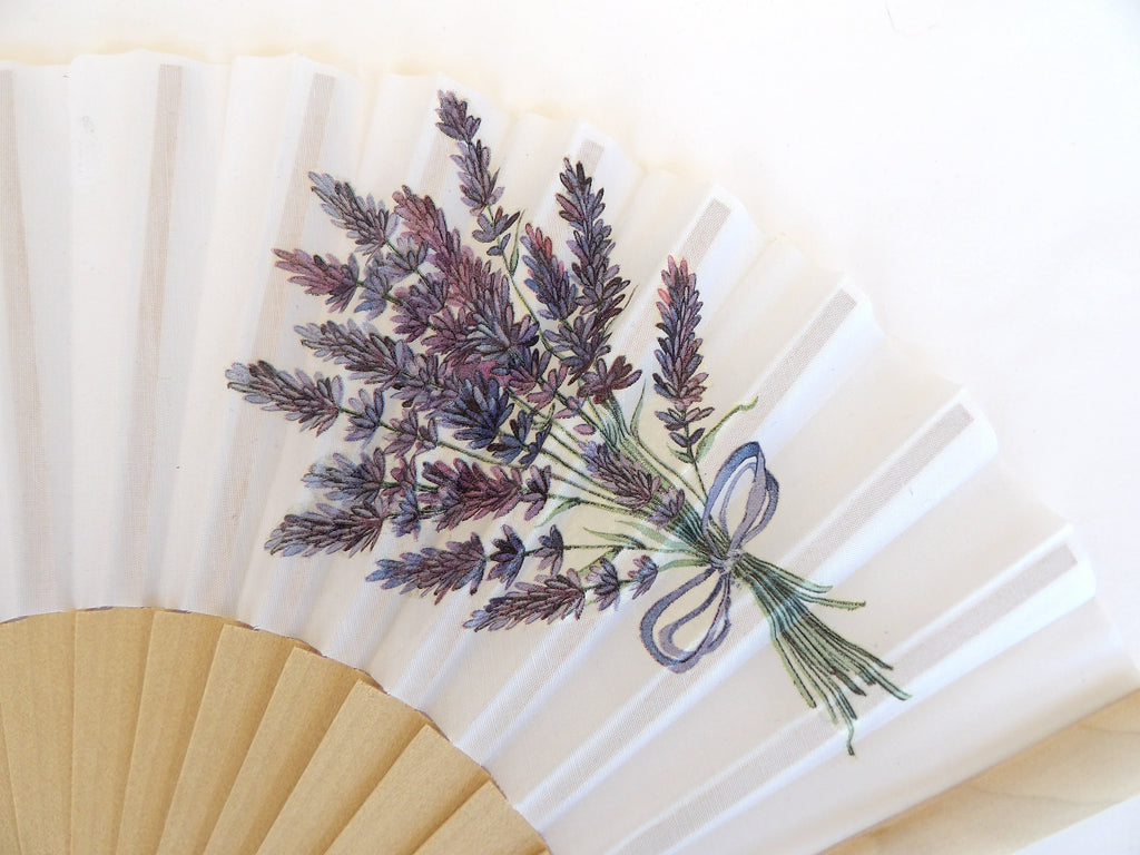 Abanico de Lavanda Artesanal, Abanico Plegable Decorado, Ramo de Lavanda Botánica, Accesorio Floral Elegante