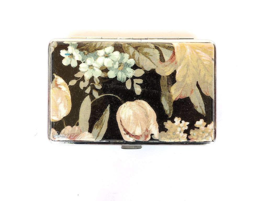 Woman Slim 100's Cigarrette Case, Floral Box, Business Card Case, Gift for Smokers, Elegant Gift for Her, OOAK Credit Card Case, Bag Purse