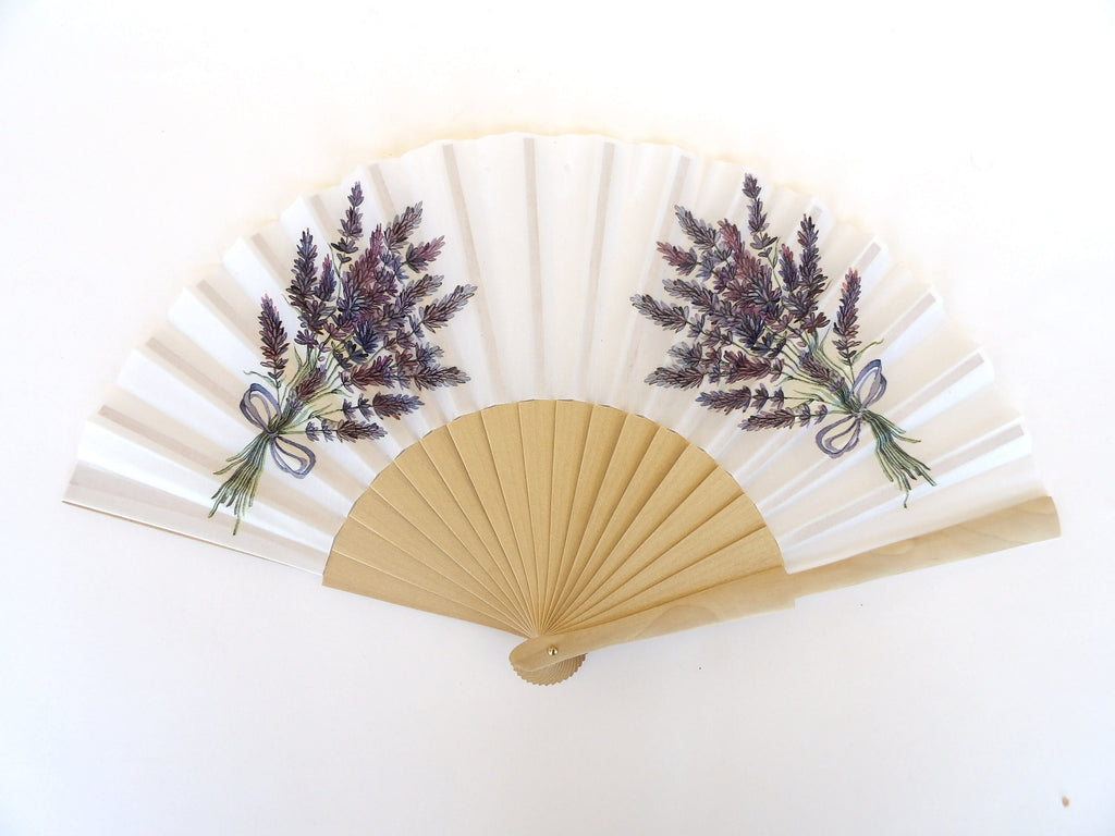 Abanico de Lavanda Artesanal, Abanico Plegable Decorado, Ramo de Lavanda Botánica, Accesorio Floral Elegante