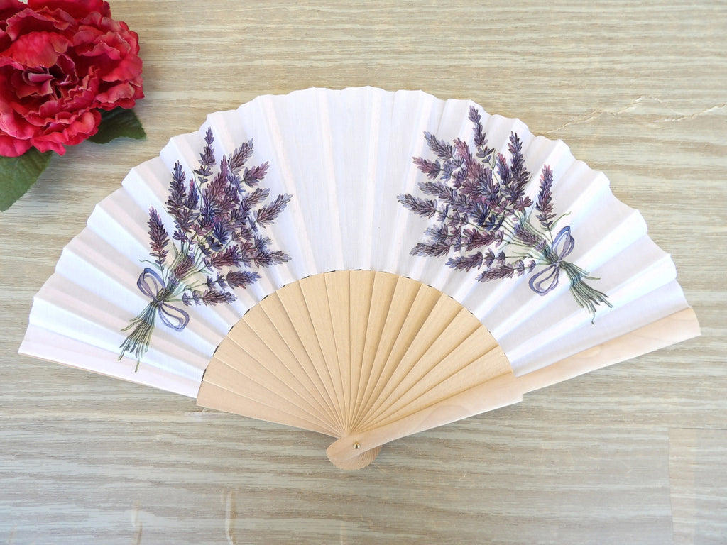 Abanico de Lavanda Artesanal, Abanico Plegable Decorado, Ramo de Lavanda Botánica, Accesorio Floral Elegante