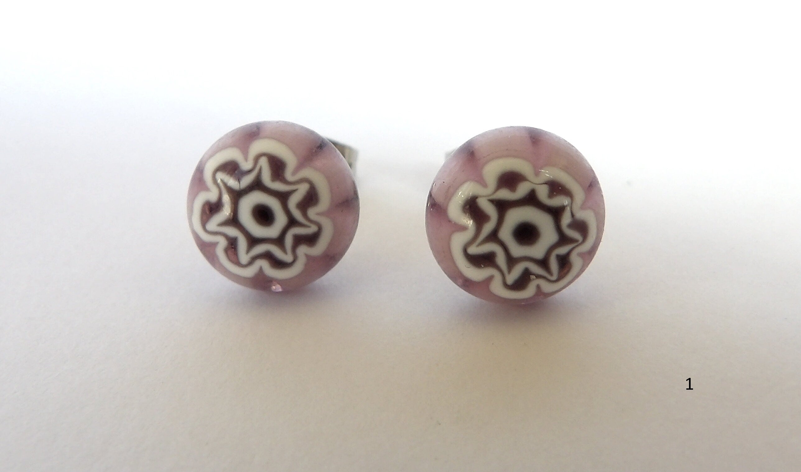 Small Murano Glass Stud Earrings, Millefiori Earrings, Round Minimalistic Earrings,  Handmade Murano, Murano Jewerly