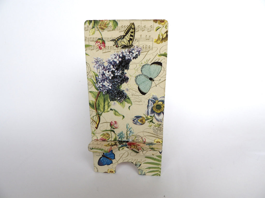 Floral Phone Holder for Desk , Charging Stand, Tech Gift for Her, Device Holder, Teacher Gift, Cell Phone Stand, Smartphone Holder Black