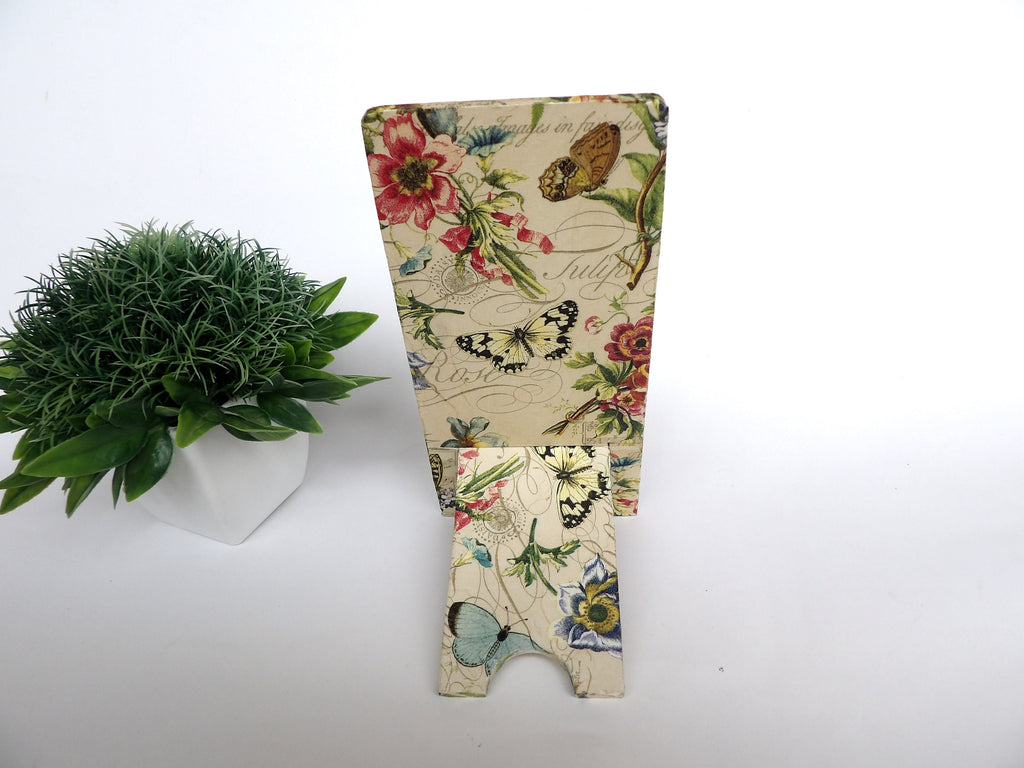 Floral Phone Holder for Desk , Charging Stand, Tech Gift for Her, Device Holder, Teacher Gift, Cell Phone Stand, Smartphone Holder Black
