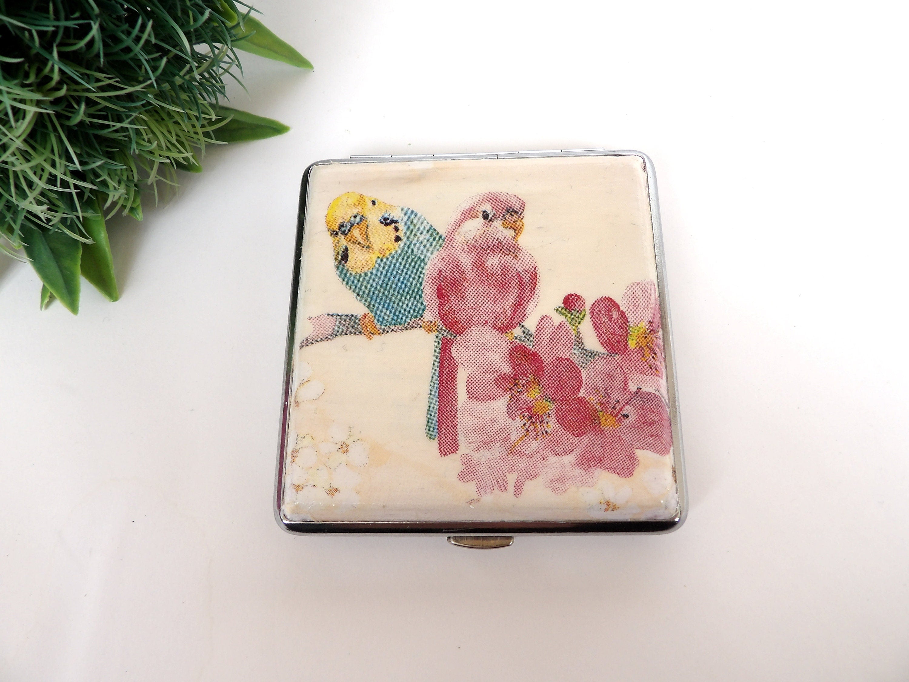 Budgie Parrot King size metal Cigarette Case
