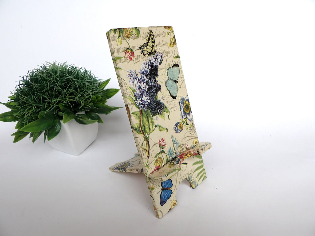Floral Phone Holder for Desk , Charging Stand, Tech Gift for Her, Device Holder, Teacher Gift, Cell Phone Stand, Smartphone Holder Black