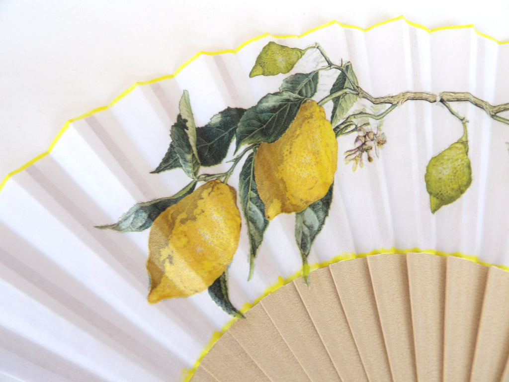 Lemon Hand Fan, Citric Folding Fan, Wedding Hand Fan, Scllop Handheld fan, Bride Hand Fan, Summer Accessory, Gift for Her