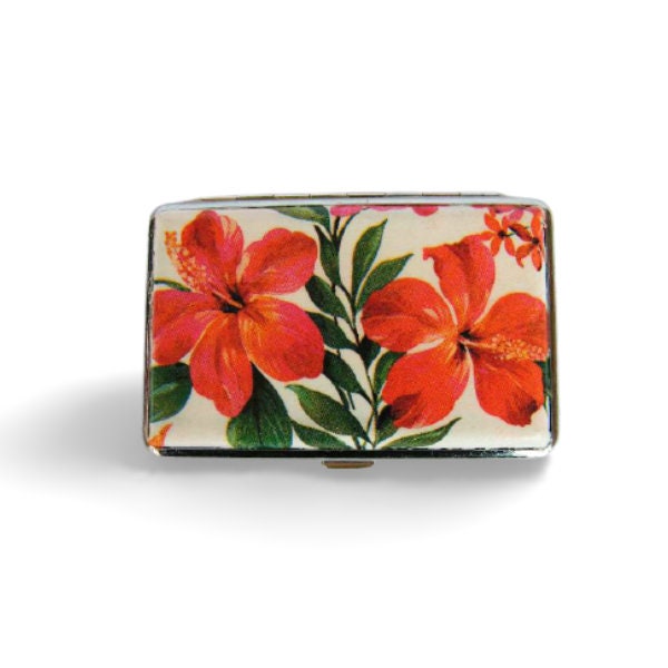 Tropical Flower Cigarrette Case, Trendy Case, Floral Credit Card Case, Hibiscus Business card Case, Gift for Mom, Fashion Cigarrete Holer