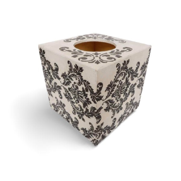 Tissue Box Cover in Black and White Damask Design, Square Tissue Box, Napkins Box, Tissue Dispenser, Kithchen Napkins Holder, New Home Gift