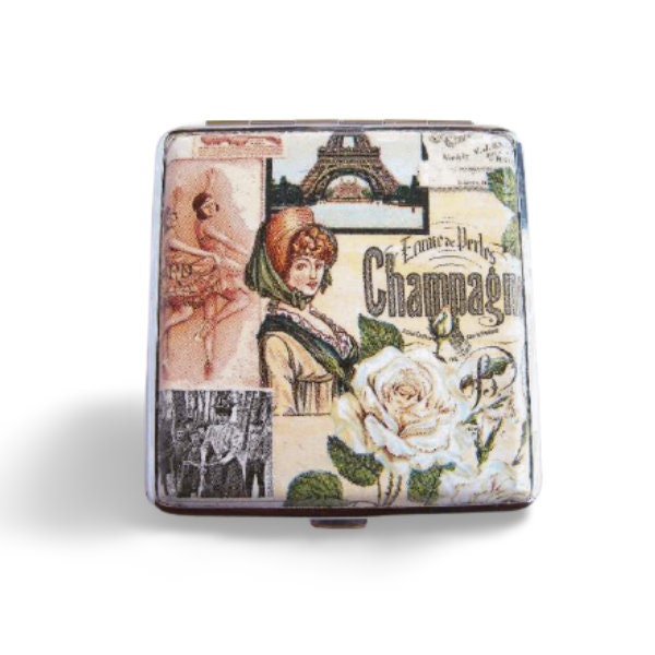 Cigarette case for her, vintage Paris cigarrette box, woman wallet, large credit card case, shabby chic box, gift for smokers, bag accessory