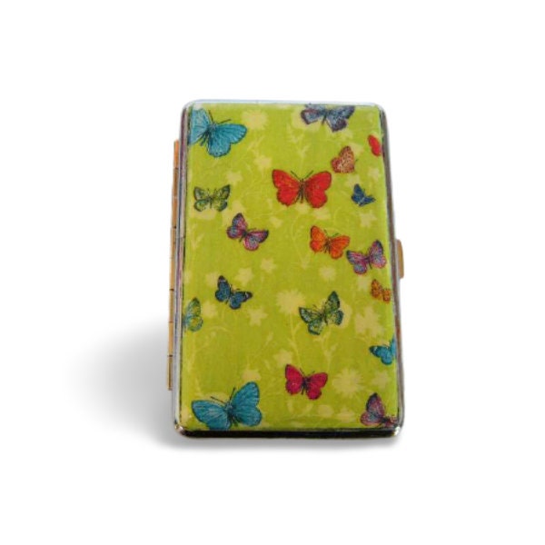 Butterfly slim 100's cigarrette case, business card holder, cigarette holder, credit card box, women wallet, elegant gift, case for clutch