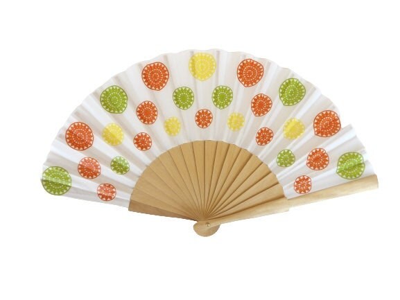 Polka Dot Hand Fan: Spanish Mandala Scallop Folding Fan