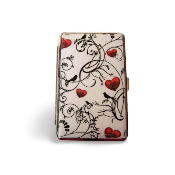 Slim 100s cigarrette case, black and white box, woman business card case, gift for smokers, elegant gift for her, credit card case for her