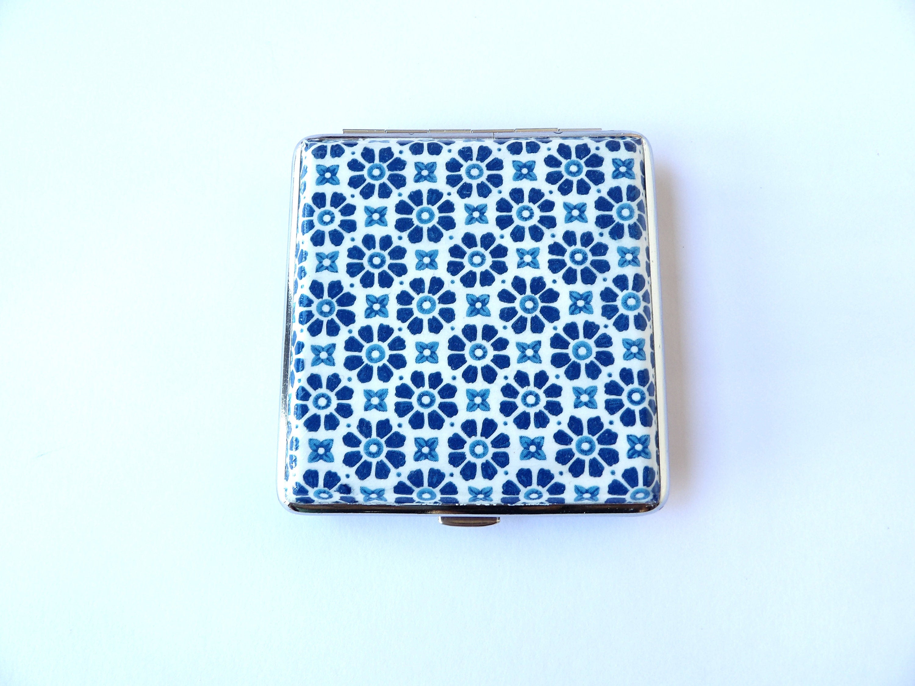 Mediterranean Tiles Cigarette Case, ID Card Case, Business Card Case, Distresed Blue Case, Credit Card Wallet, Fashion Cigarette Holder