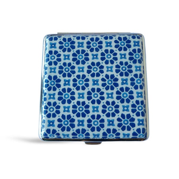 Mediterranean Tiles Cigarette Case, ID Card Case, Business Card Case, Distresed Blue Case, Credit Card Wallet, Fashion Cigarette Holder