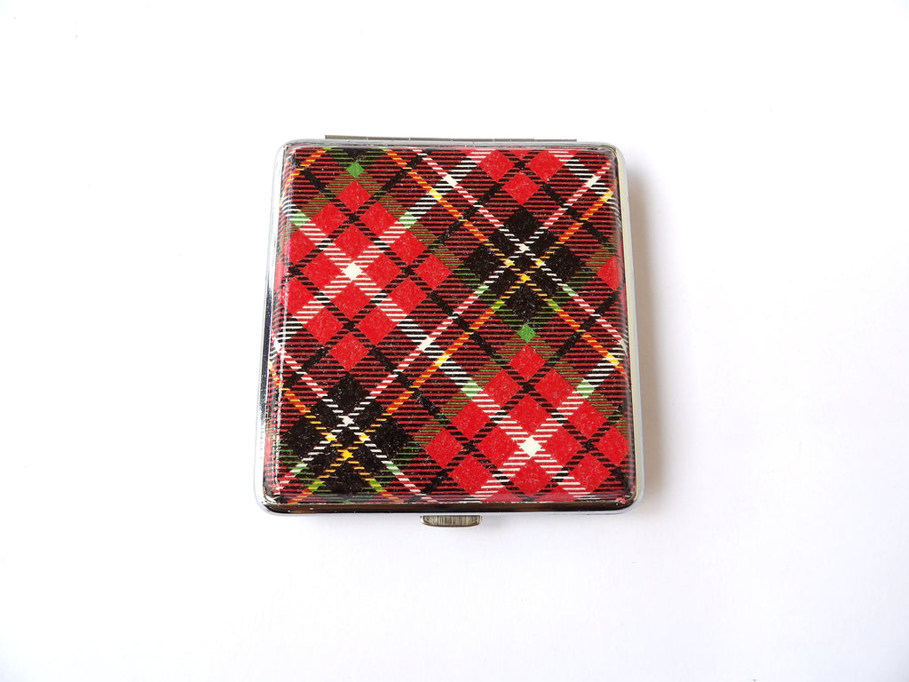 Estuche Tarjetero Cuadros Escoceses Rojos - Cigarrera Elegante - Tarjetero Unisex - Cartera Pequeña Buffalo Plaid