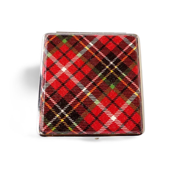 Estuche Tarjetero Cuadros Escoceses Rojos - Cigarrera Elegante - Tarjetero Unisex - Cartera Pequeña Buffalo Plaid