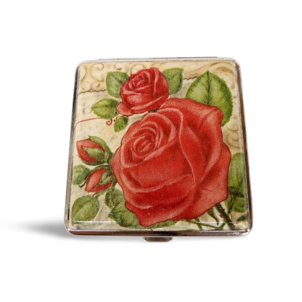 Women Cigarette case, vintage cigarrette box, floral metal case, Paris purse or wallet, Eiffel tower decor, credit card holder, gift for her