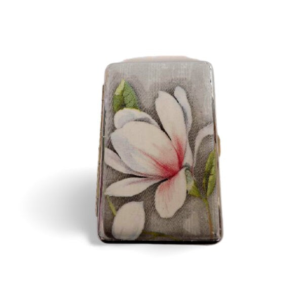 Magnolia Blossom Cigarrette Case, 100's slim Cigarette Box,  White Magnolia Pattern, Floral Woman Case, Business Card Case, Gift for wife