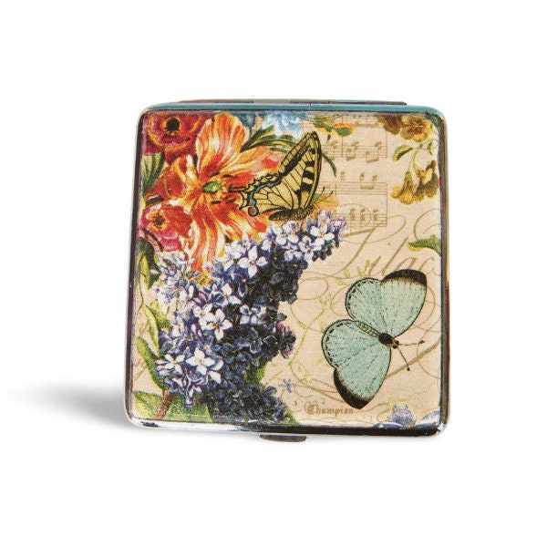 Woman Cigarette Case, Flowers Cigarette Box, 80mm Cigarrette Holder, Floral Cigarette Wallet, Credit Card Case, Gift Idea for Smokers