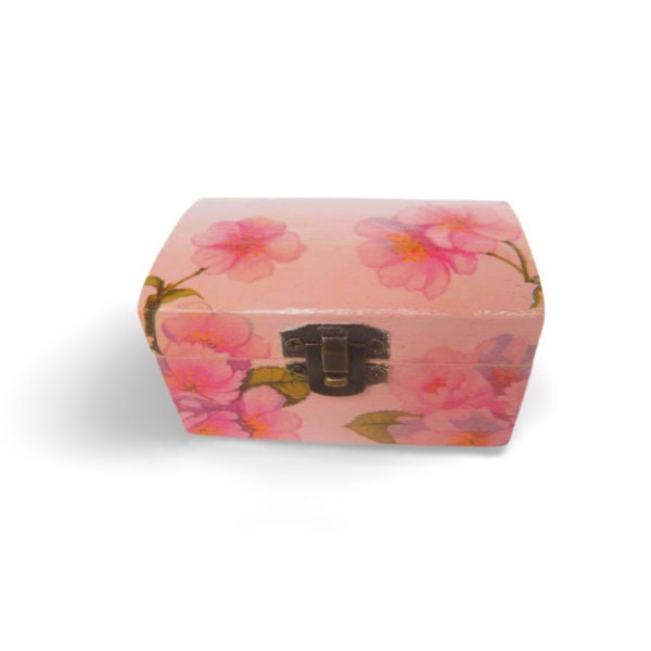 Wooden jewelry box, romantic keepsake box, cherry blossom chest , storage box,  gift idea for her, wedding ring bearrer box
