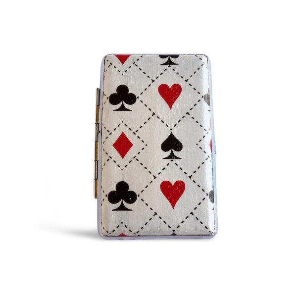 Cigarrette case with poker cards, 100's slim cigarette box, Playing card pattern, business card case, elegant gift for him or her