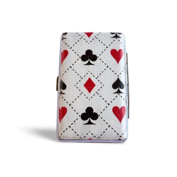 Cigarrette case with poker cards, 100's slim cigarette box, Playing card pattern, business card case, elegant gift for him or her