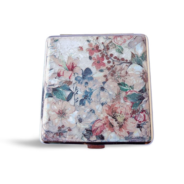 Floral Cigarette Case, ID Card Case, Business Card Case, Distresed Floral Case, Credit Card Wallet, Fashion Cigarrette Holder