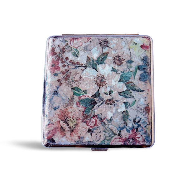Floral Cigarette Case, ID Card Case, Business Card Case, Distresed Floral Case, Credit Card Wallet, Fashion Cigarrette Holder