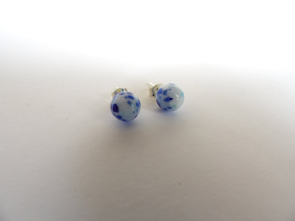 Murano Glass Stud Earrings, Millefiori Earrings, Round Bead Minimalistic Earrings,  Handmade Murano, Murano Jewerly Art