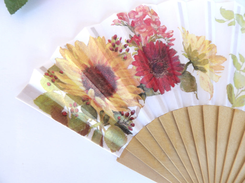 Gerbera Daisy Hand Fan, Sunflower Holding Fan, Evening or Wedding Dress Accessory, Spanish Hand Fan, Wedding Favor, Contemporary Fan