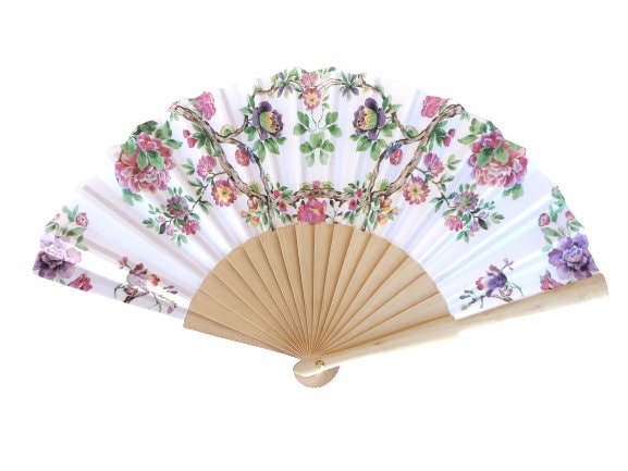 Floral Hand Fan for woman, Holding Fan, Botanical Hand Fan, Spanish Hand Fan, Party Summer Accessory, Wedding Favor, Contemporary Fan