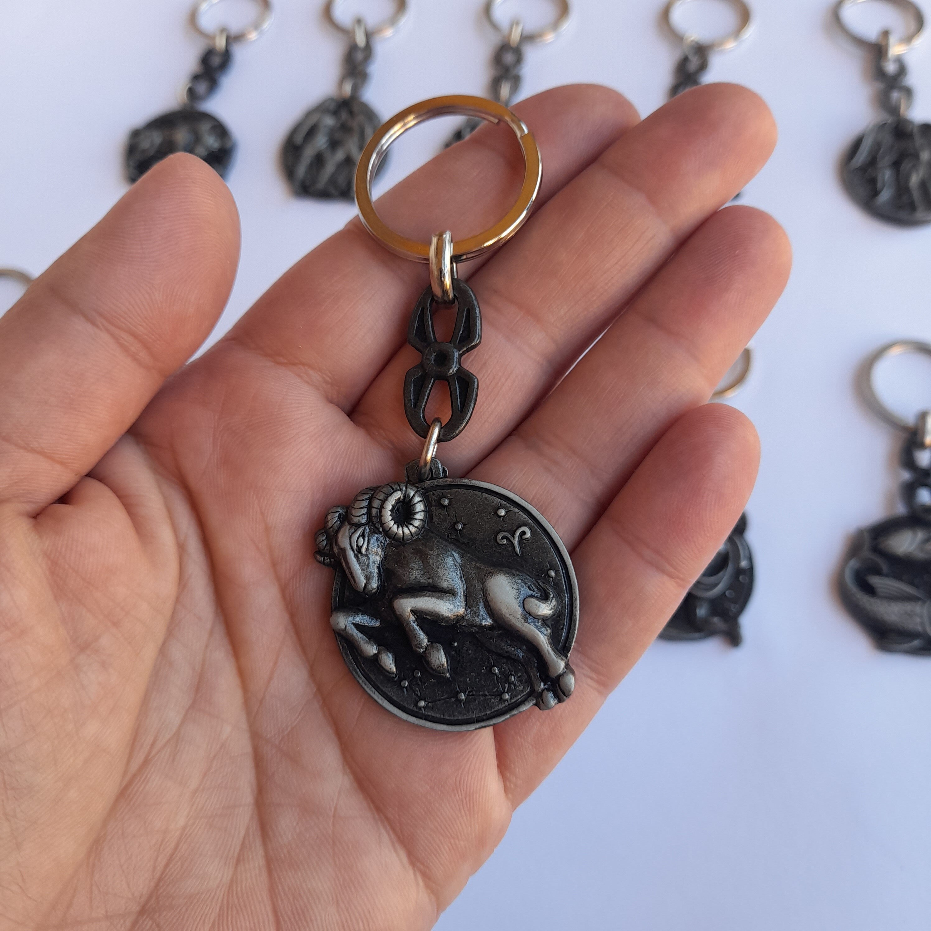 Zodiac sign keychain, Aries keyring, Astrology Sign , Horoscope Birthday Gift, Aries Jewelry, Bag Charm Pendant, Ram keyring, Car Accessory