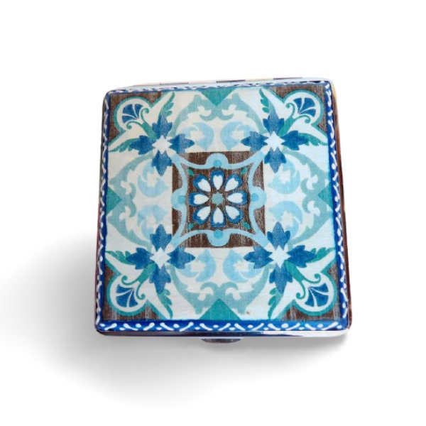 Blue Tiles Cigarrette Case, Regular Size Cigarrette Box, Smoking Accessory, Women Business Card Case, Cigarrette Wallet, Backpack Purse
