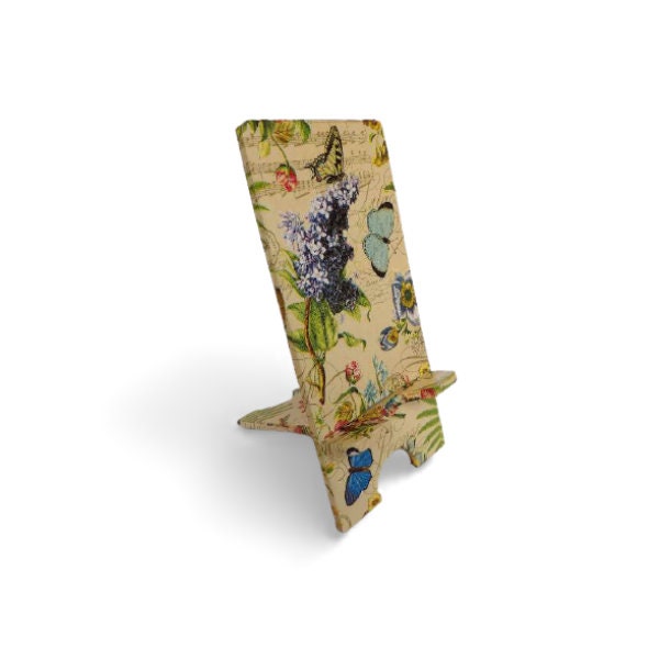 Floral Phone Holder for Desk , Charging Stand, Tech Gift for Her, Device Holder, Teacher Gift, Cell Phone Stand, Smartphone Holder Black