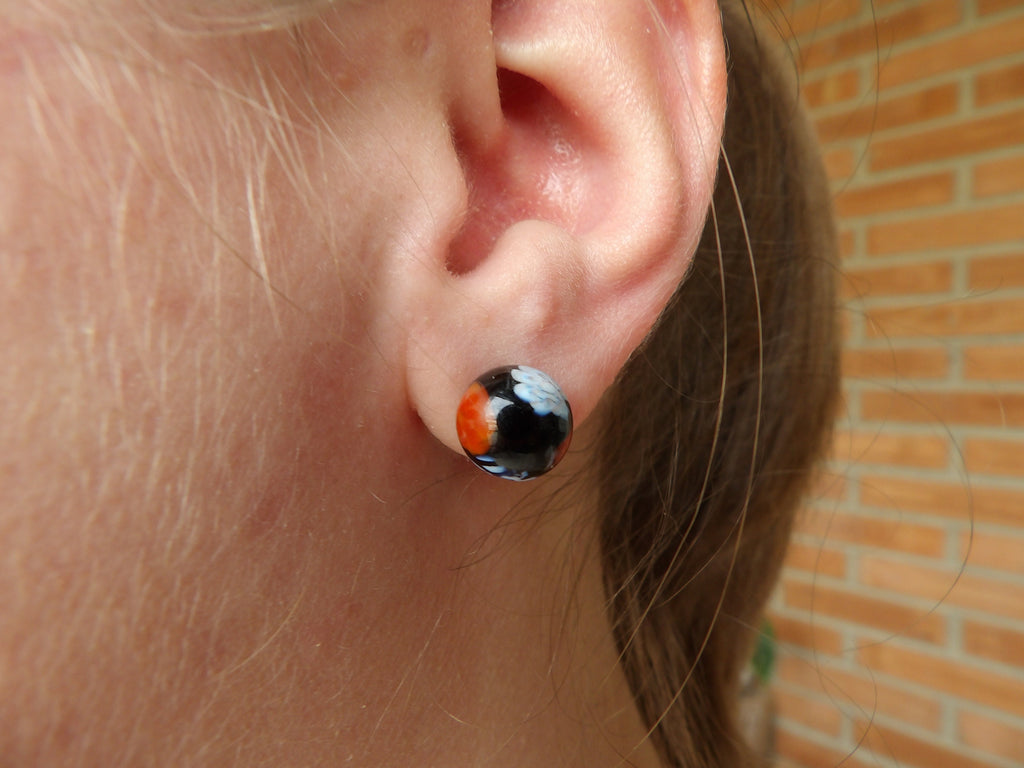 Murano Glass Stud Earrings, Millefiori Earrings, Round Bead Minimalistic Earrings,  Handmade Murano, Murano Jewerly Art