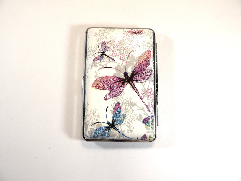 Dragonfly Cigarrette Case, 100s Slim Cigarette Box, ID Card Case, Business Card Case, Elegant Gift For Her, Handcrafted Card Case, Bag Case
