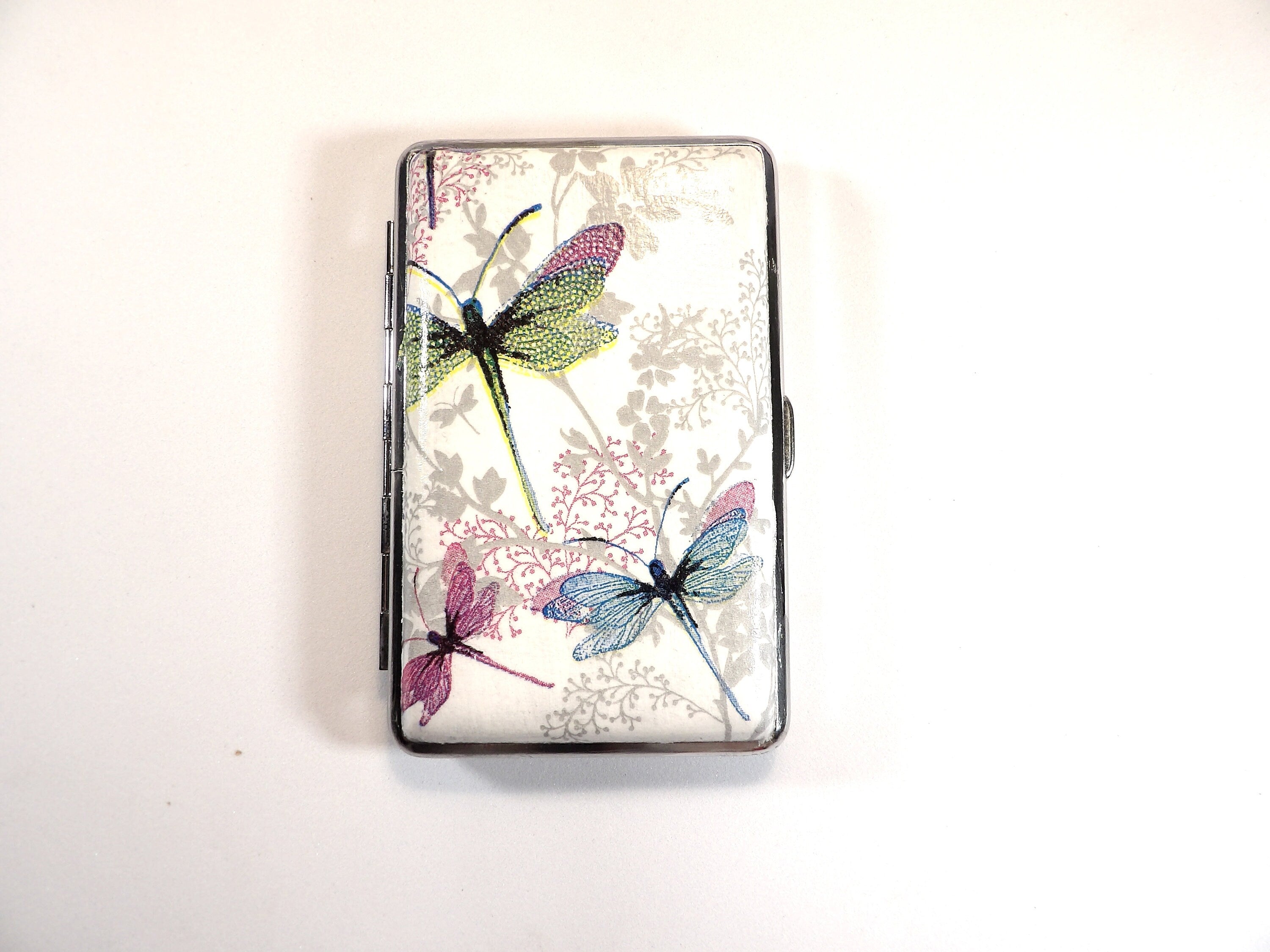 Dragonfly Cigarrette Case, 100s Slim Cigarette Box, ID Card Case, Business Card Case, Elegant Gift For Her, Handcrafted Card Case, Bag Case