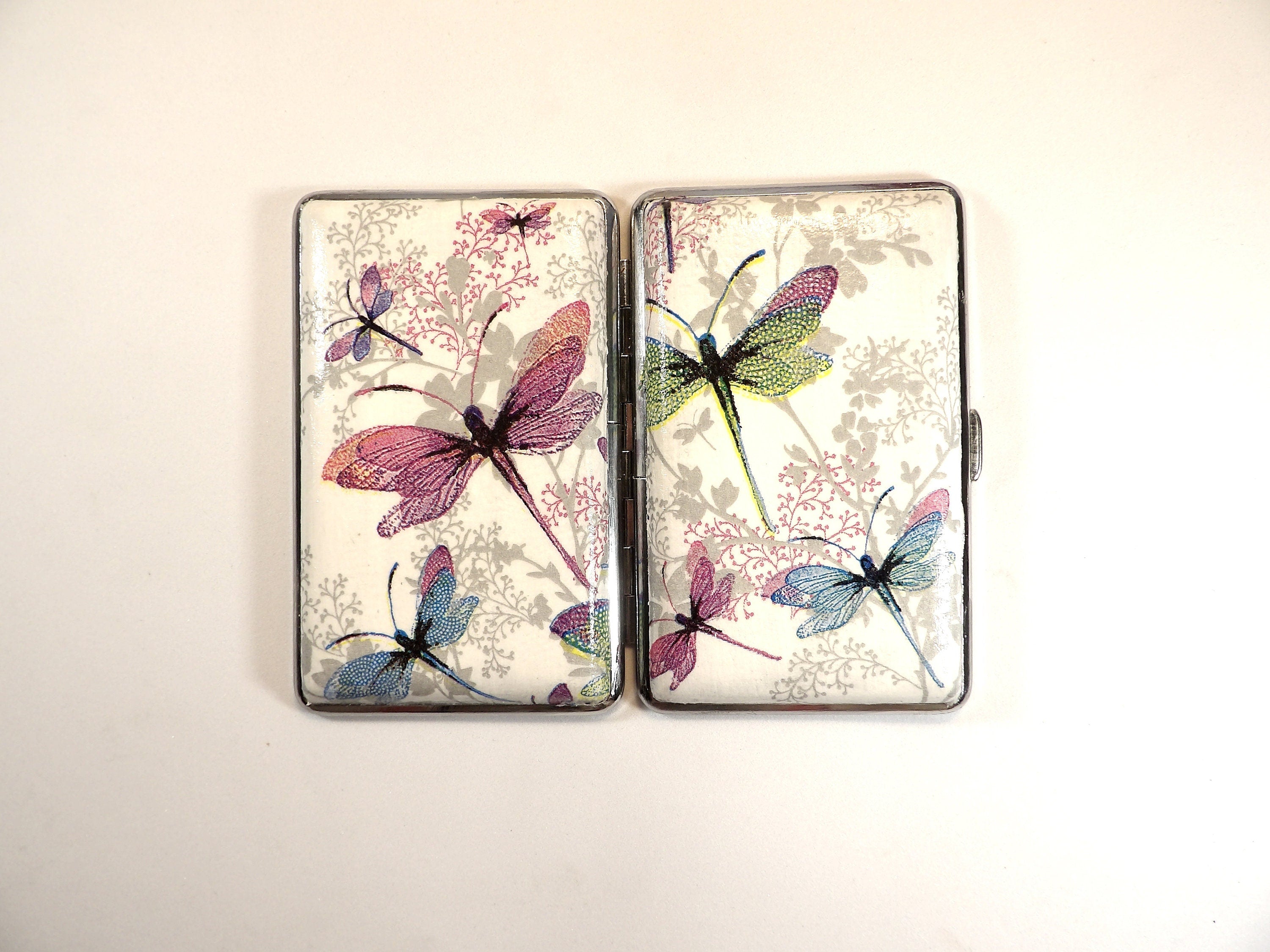 Dragonfly Cigarrette Case, 100s Slim Cigarette Box, ID Card Case, Business Card Case, Elegant Gift For Her, Handcrafted Card Case, Bag Case