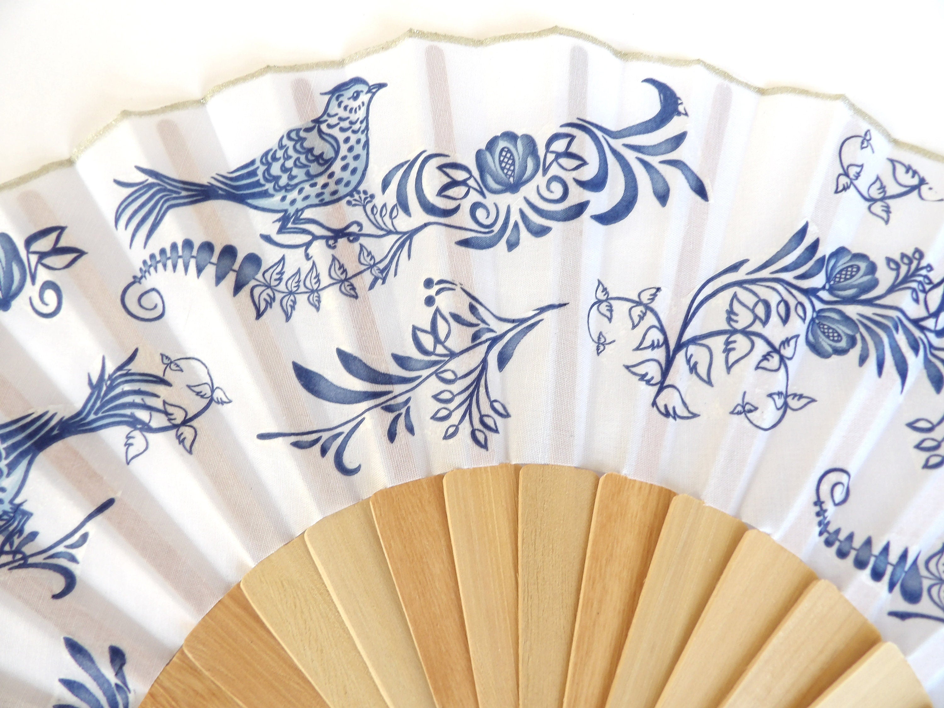 Blue Hand Fan, Floral Holding Fan, Evening or Wedding Dress Accessory, Spanish Hand Fan, Something blue for bride, gift for bridesmade