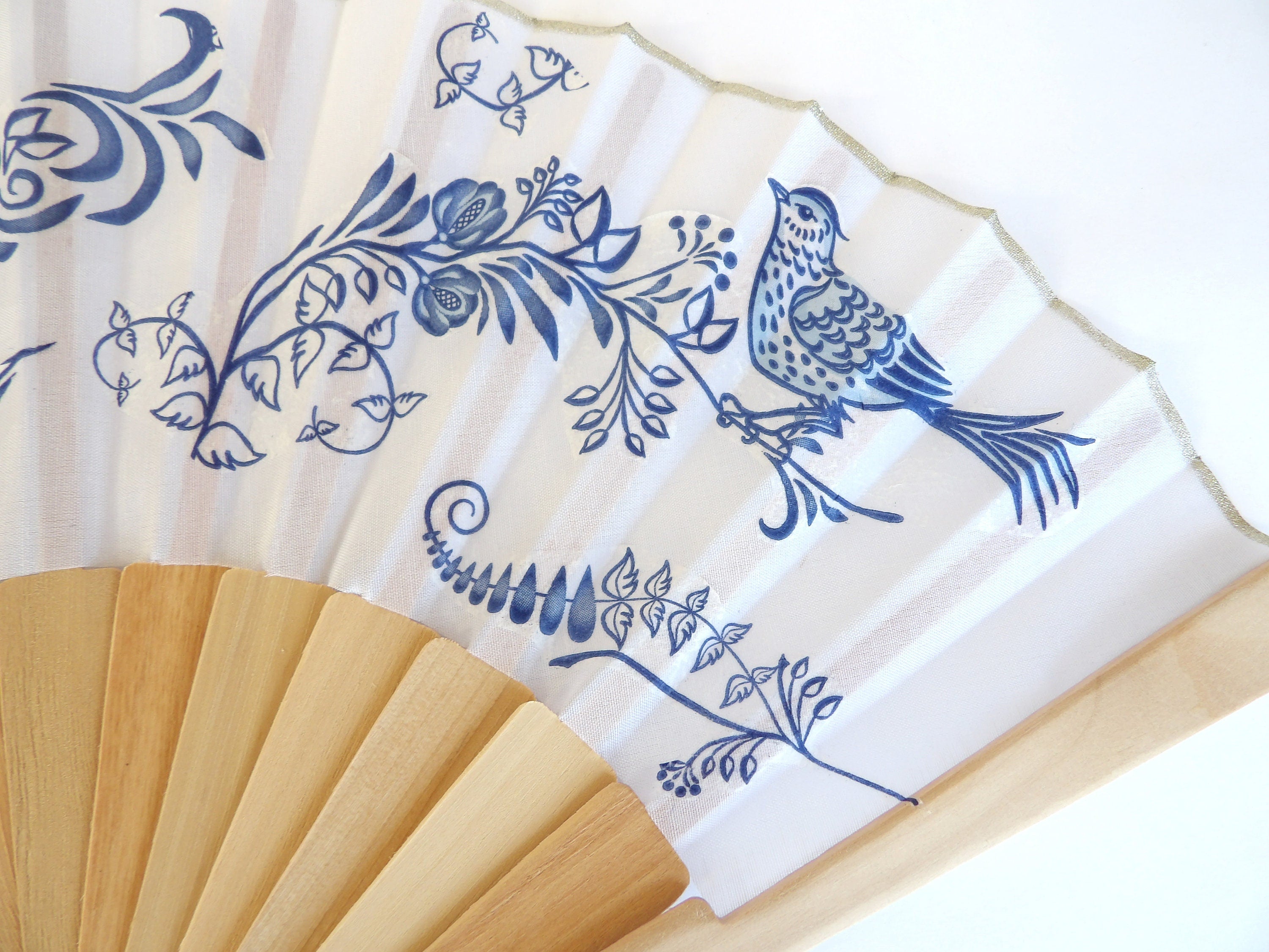 Blue Hand Fan, Floral Holding Fan, Evening or Wedding Dress Accessory, Spanish Hand Fan, Something blue for bride, gift for bridesmade