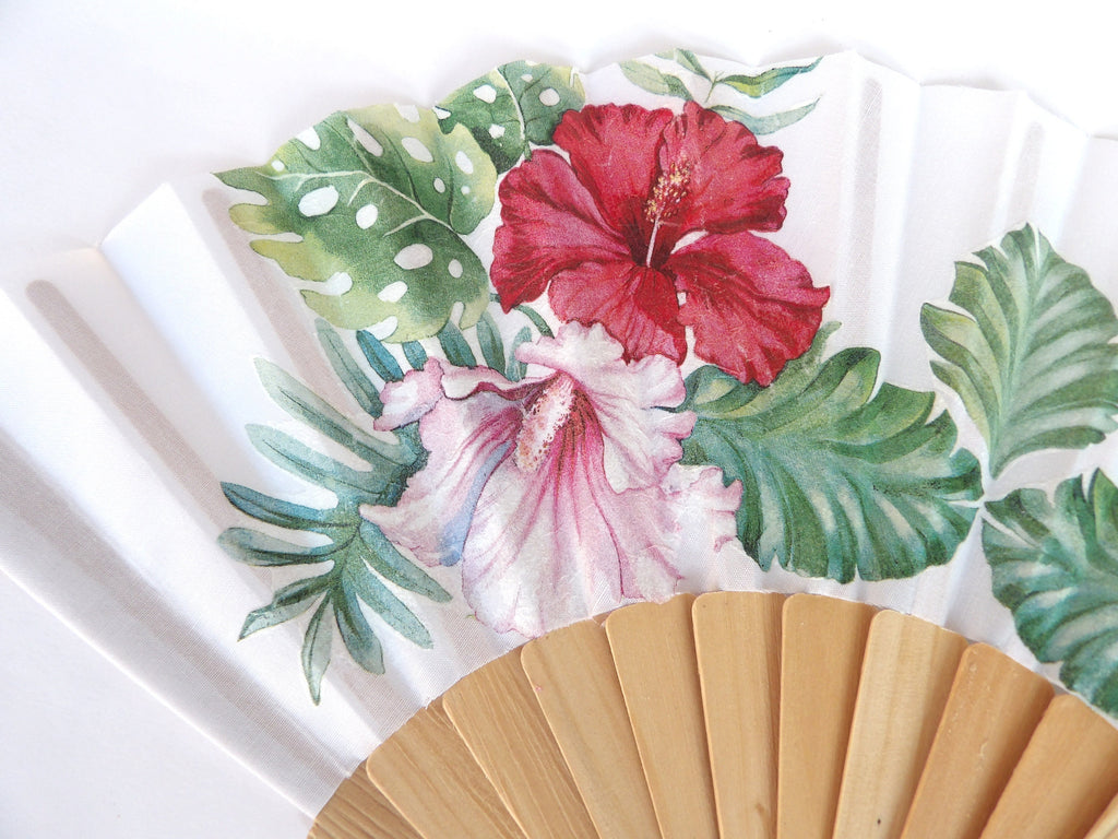 Hibiscus Flowers Hand Fan, Floral Holding Fan, Evening or Wedding Dress Accessory, Spanish Hand Fan, Contemporary Fan, Summer Accessory