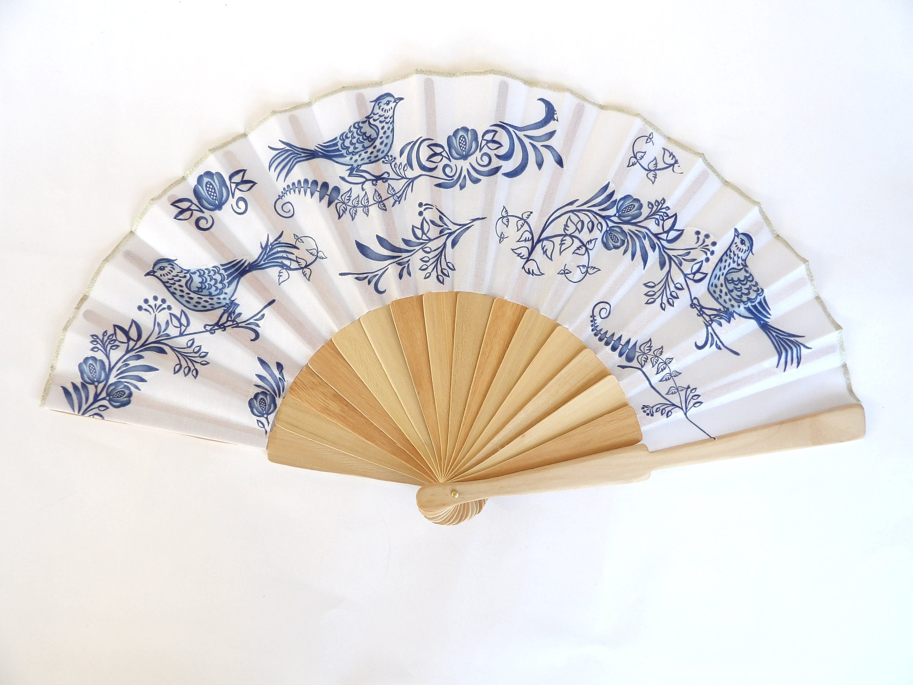 Blue Hand Fan, Floral Holding Fan, Evening or Wedding Dress Accessory, Spanish Hand Fan, Something blue for bride, gift for bridesmade