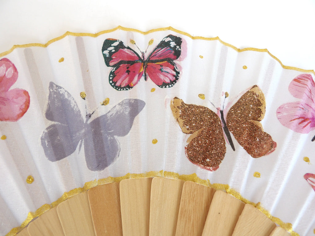 PInk Butterfly Hand Fan, Feather Holding Fan, Wedding Gift, Bride Accessory, Gift for Birds lovers, Bridesmaid Hand Fan, Christmas gift