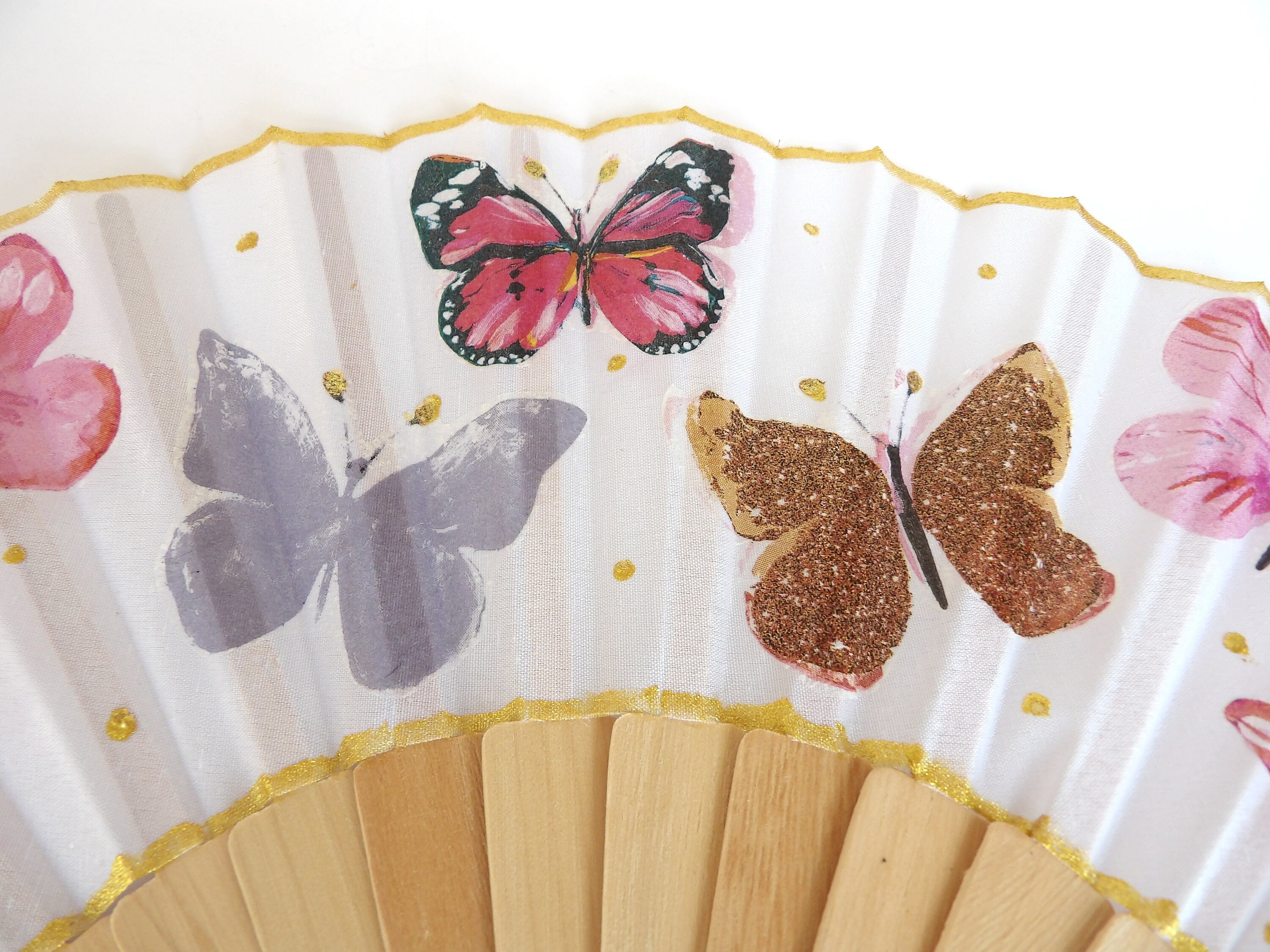 PInk Butterfly Hand Fan, Feather Holding Fan, Wedding Gift, Bride Accessory, Gift for Birds lovers, Bridesmaid Hand Fan, Christmas gift