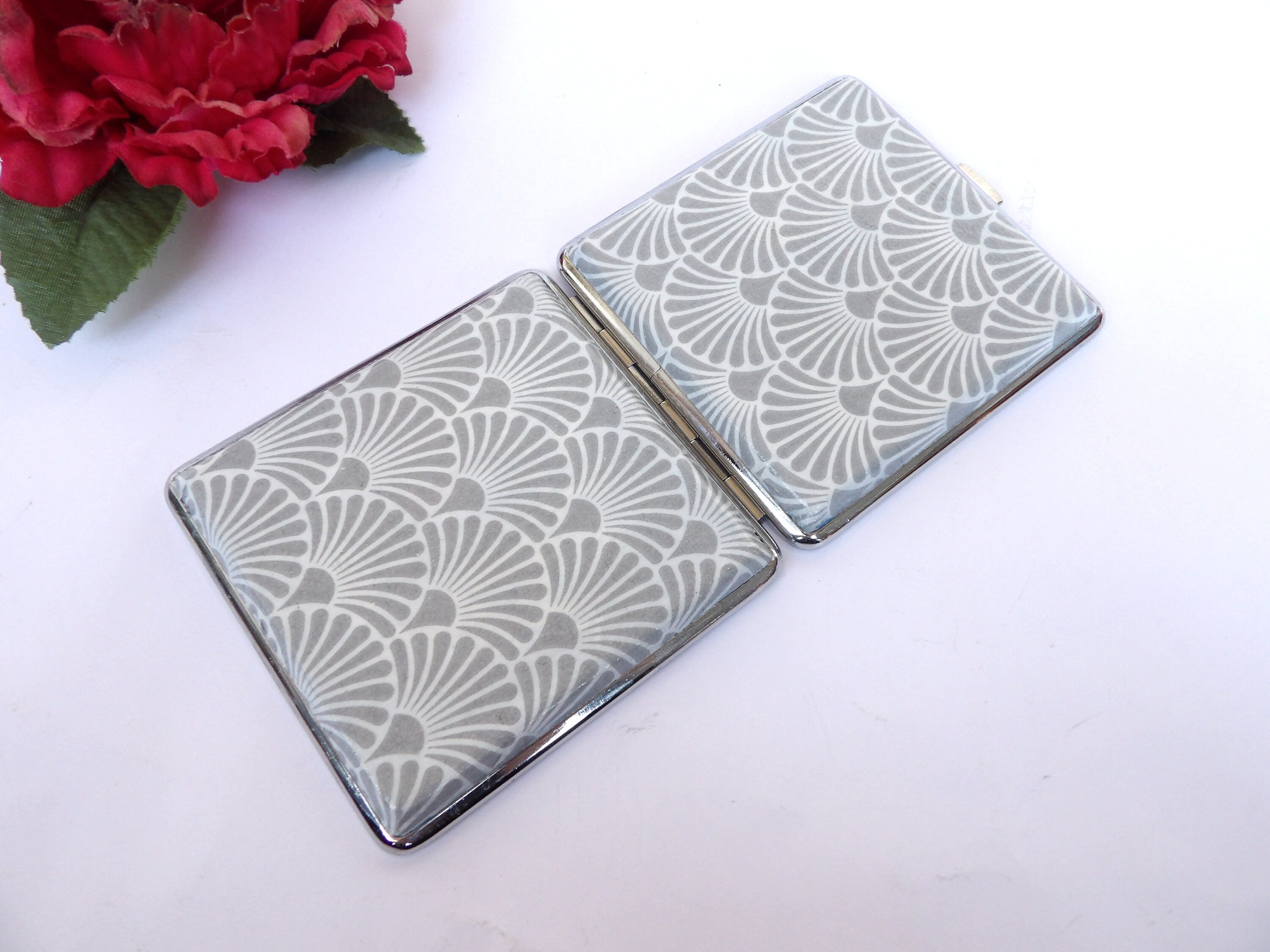 Cigarette Case for man, ID Card Case, Business Card Case, Grey geometric Case, Credit Card Wallet, Fashion Cigarrette Holder,
