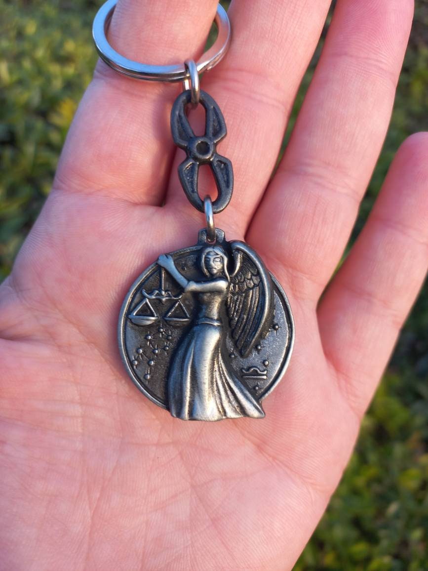 Libra keychain, zodiac keyring, horoscope jewelry, Libra gift idea, star sign pendant, birthday gift, bag charm, custom keyring, accessory