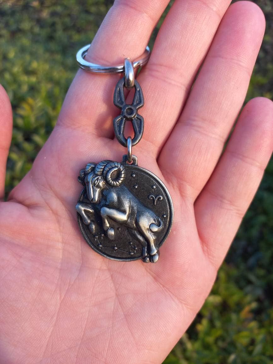 Zodiac sign keychain, Aries keyring, Astrology Sign , Horoscope Birthday Gift, Aries Jewelry, Bag Charm Pendant, Ram keyring, Car Accessory