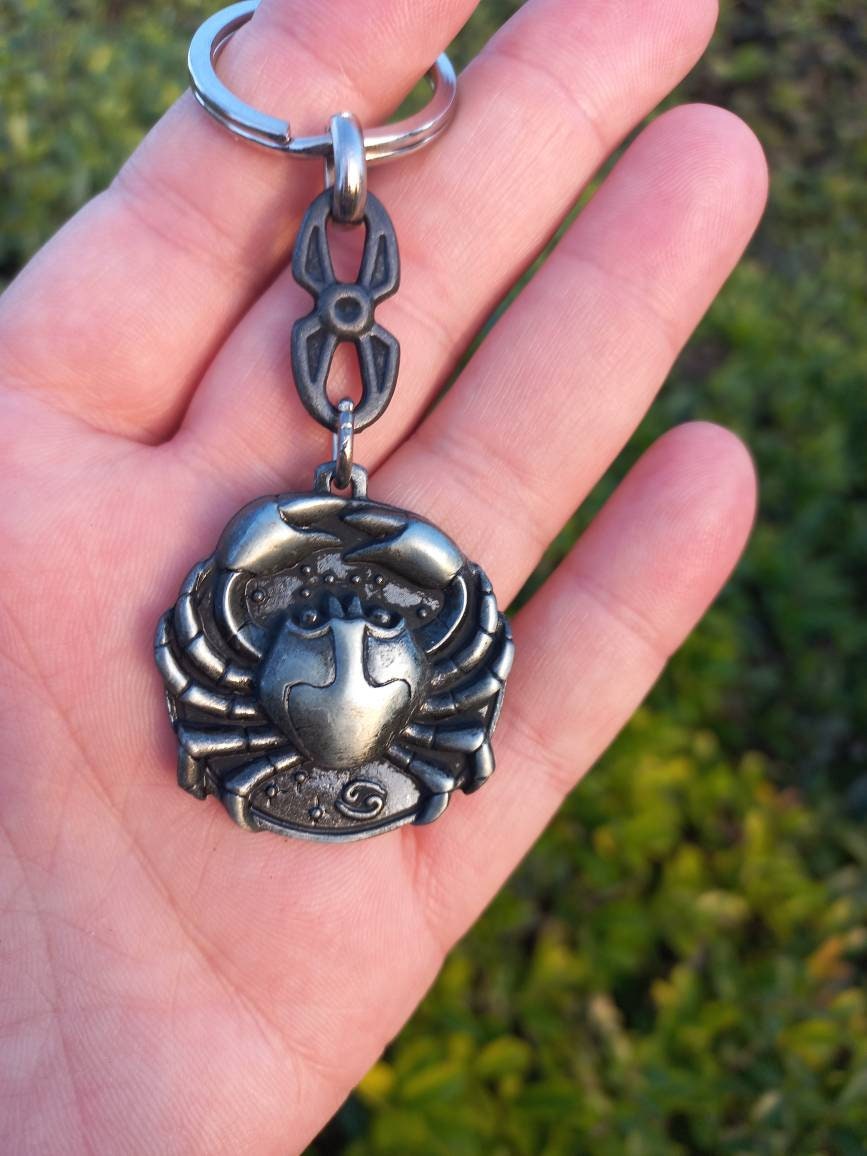 Cancer zodiac Keychain, Crab Zodiac Keyring, Astrology Sign, Birthday Gift, Star Sign Charm, Horoscope Bag Charm, Pendant Zodiac Jewelry